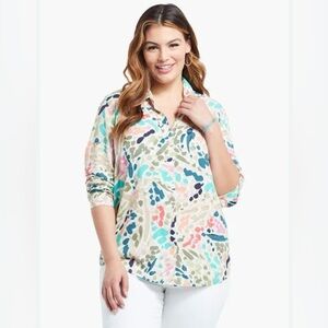 Nic + Zoe Color Splash Blouse Size Large